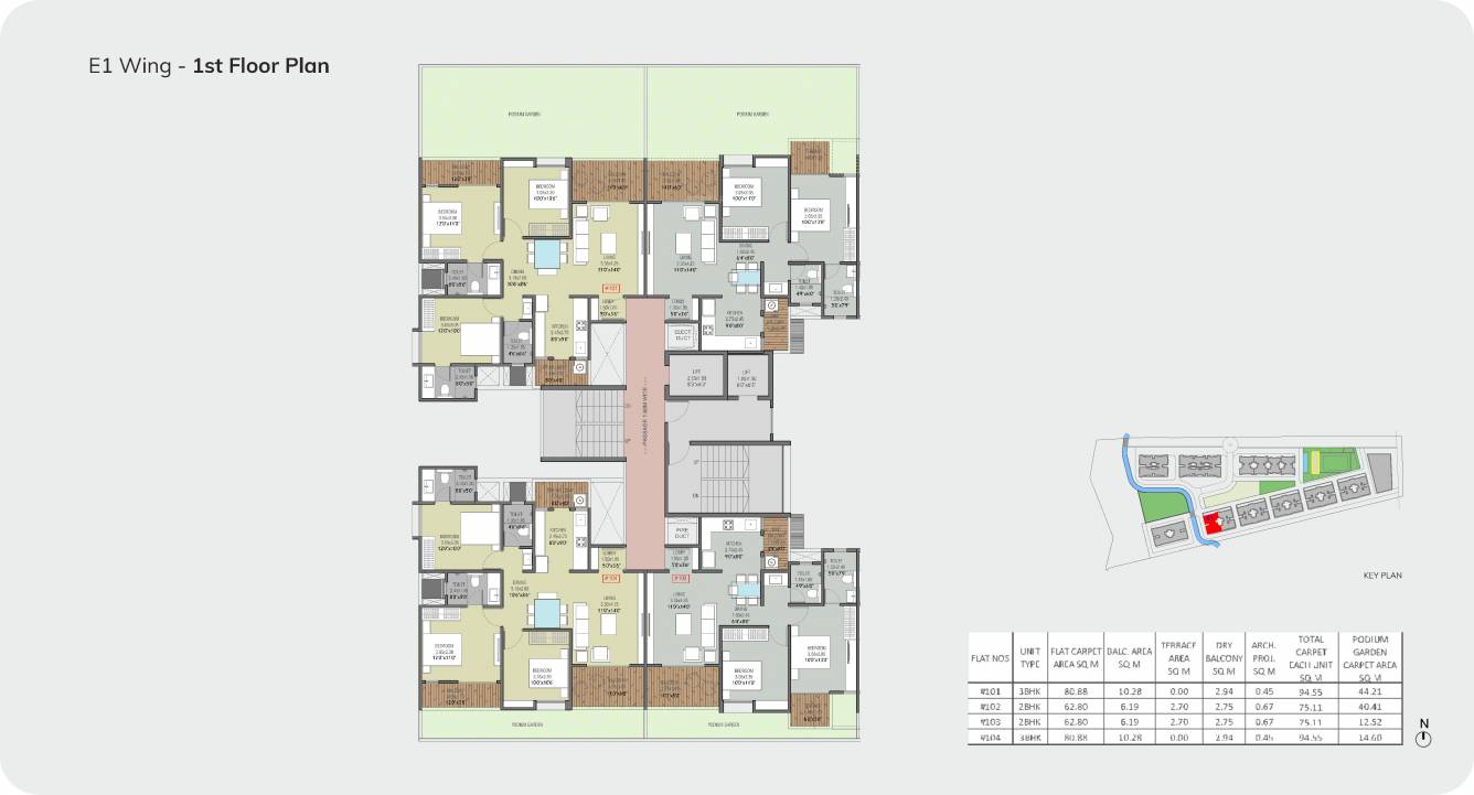 towers east phase 1 Wing E1 Cluster Plan for 1st Floor