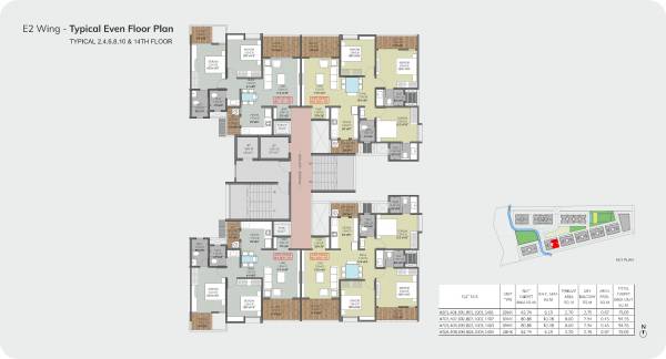 Wing E2 Cluster Plan for Even Floor towers-east-phase-1 Wing E2 Cluster Plan for Even Floor