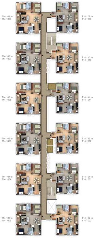  manhattan pods and condos Cluster Plan from 1st to 10th Floor