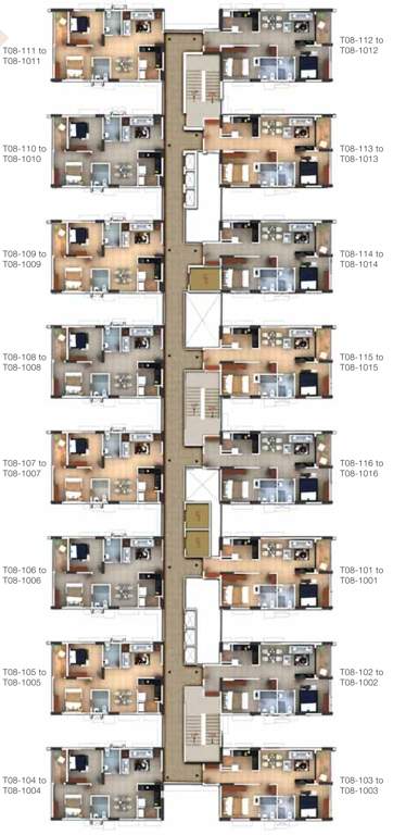  manhattan pods and condos Cluster Plan from 1st to 10th Floor