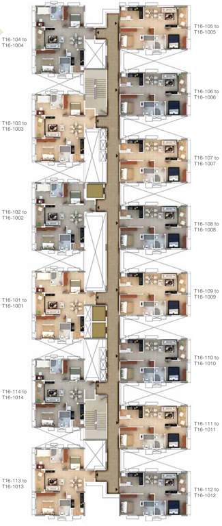  manhattan pods and condos Cluster Plan from 1st to 10th Floor
