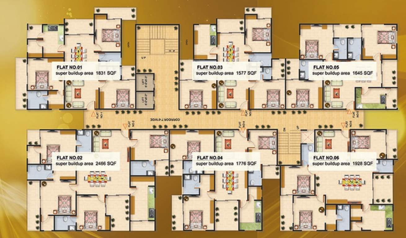 luv kush apartment Luv Kush Apartment Cluster Plan for Typical Floor