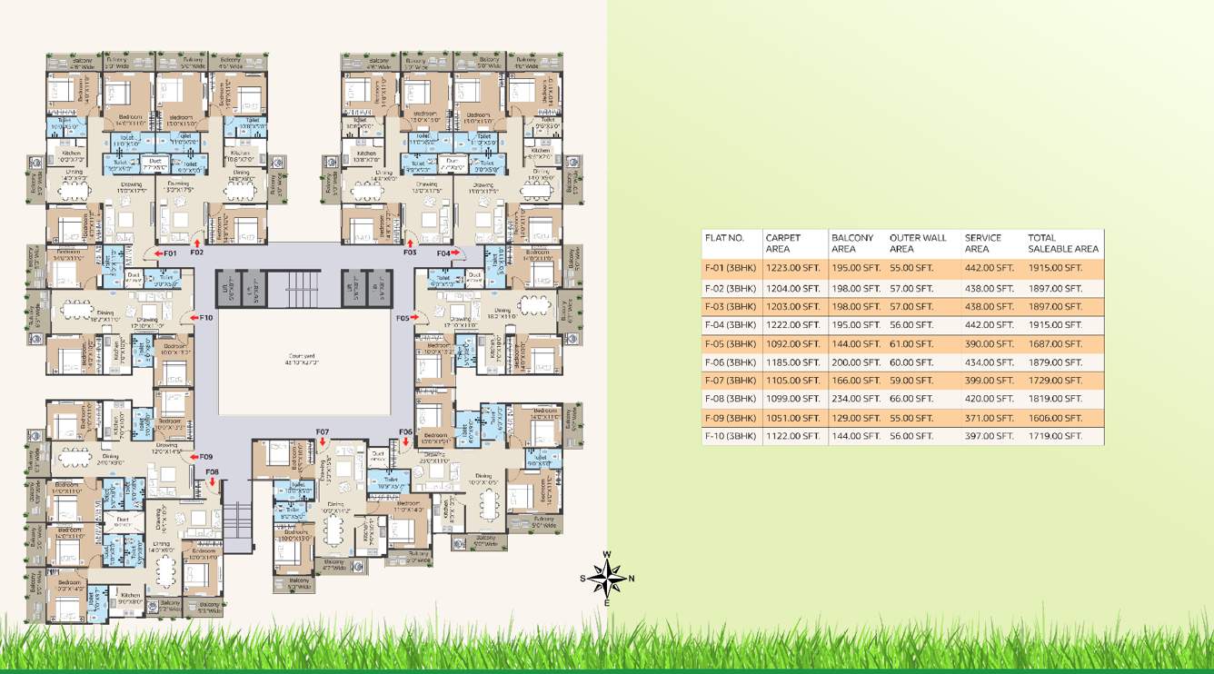  city A To H Cluster Plan for Typical Floor