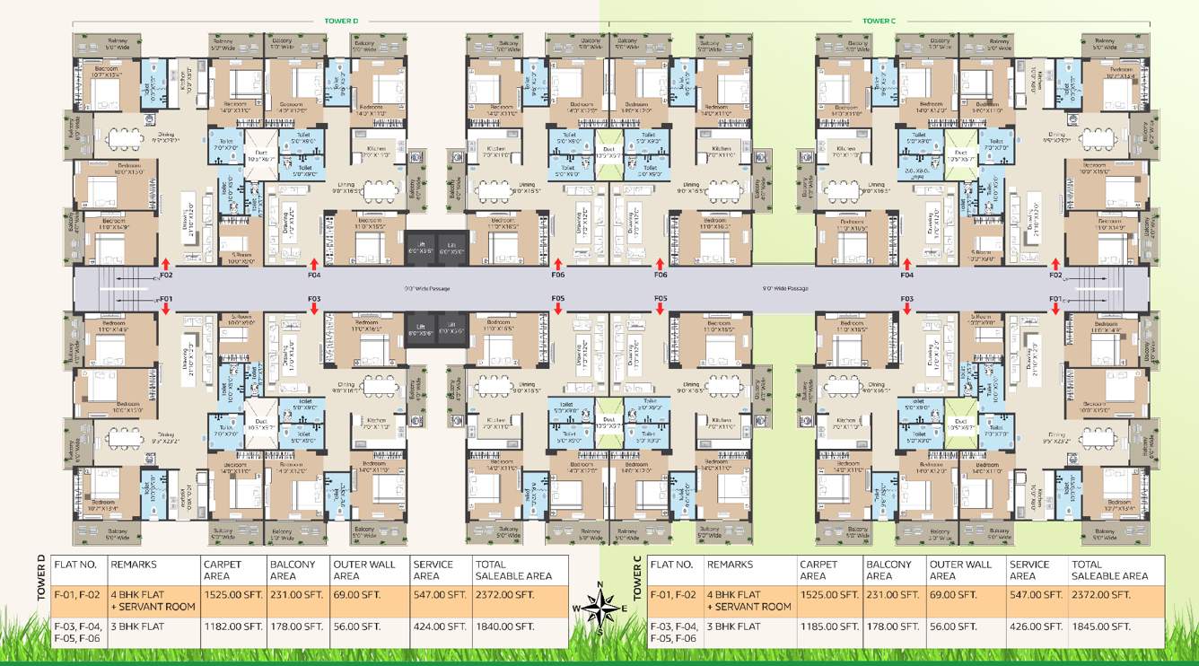  city A To H Cluster Plan for Typical Floor