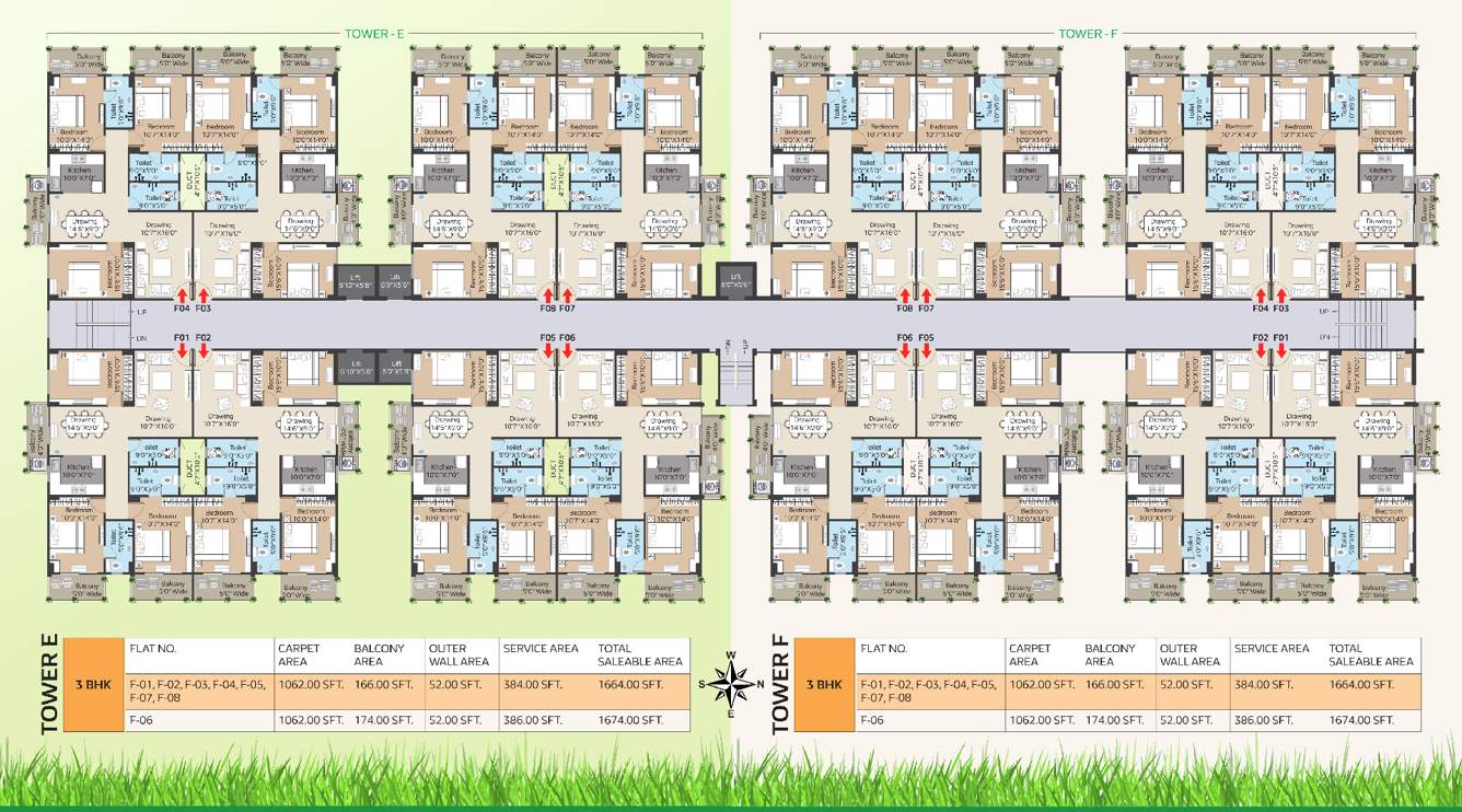  city A To H Cluster Plan for Typical Floor