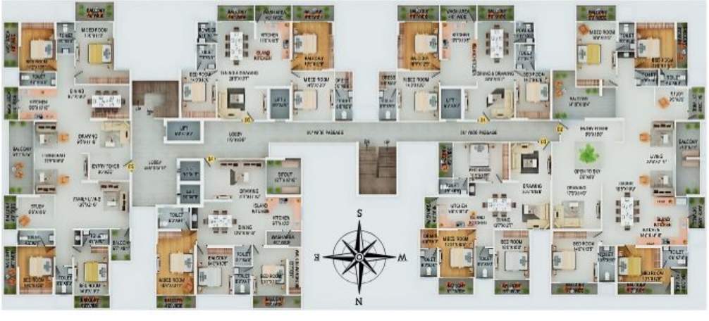  city Cluster Plan from 1st to 12th Floor
