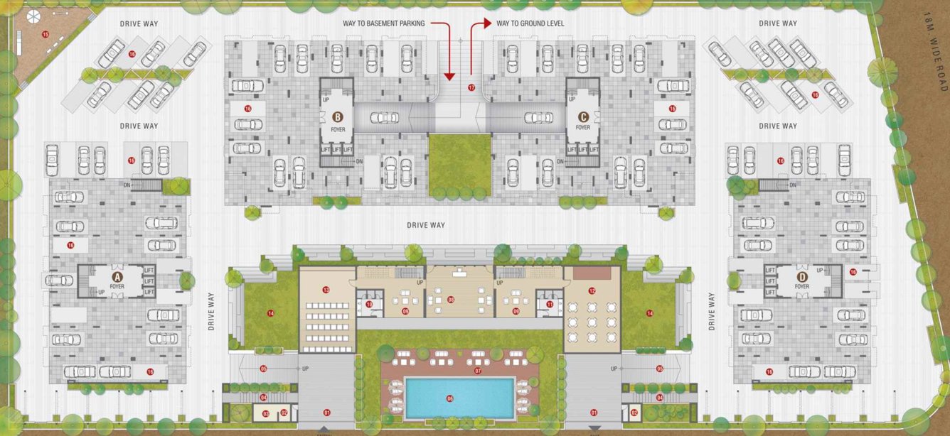 kasturi casa Wing A, B, C And D Upper Ground Cluster Plan