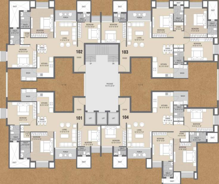  kasturi-casa Wing C Cluster Plan From Typical Floor