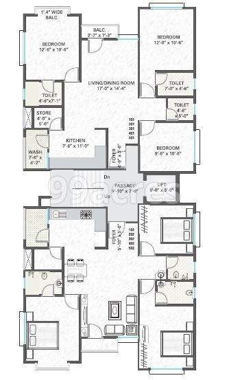  temple view Tower A Cluster Plan