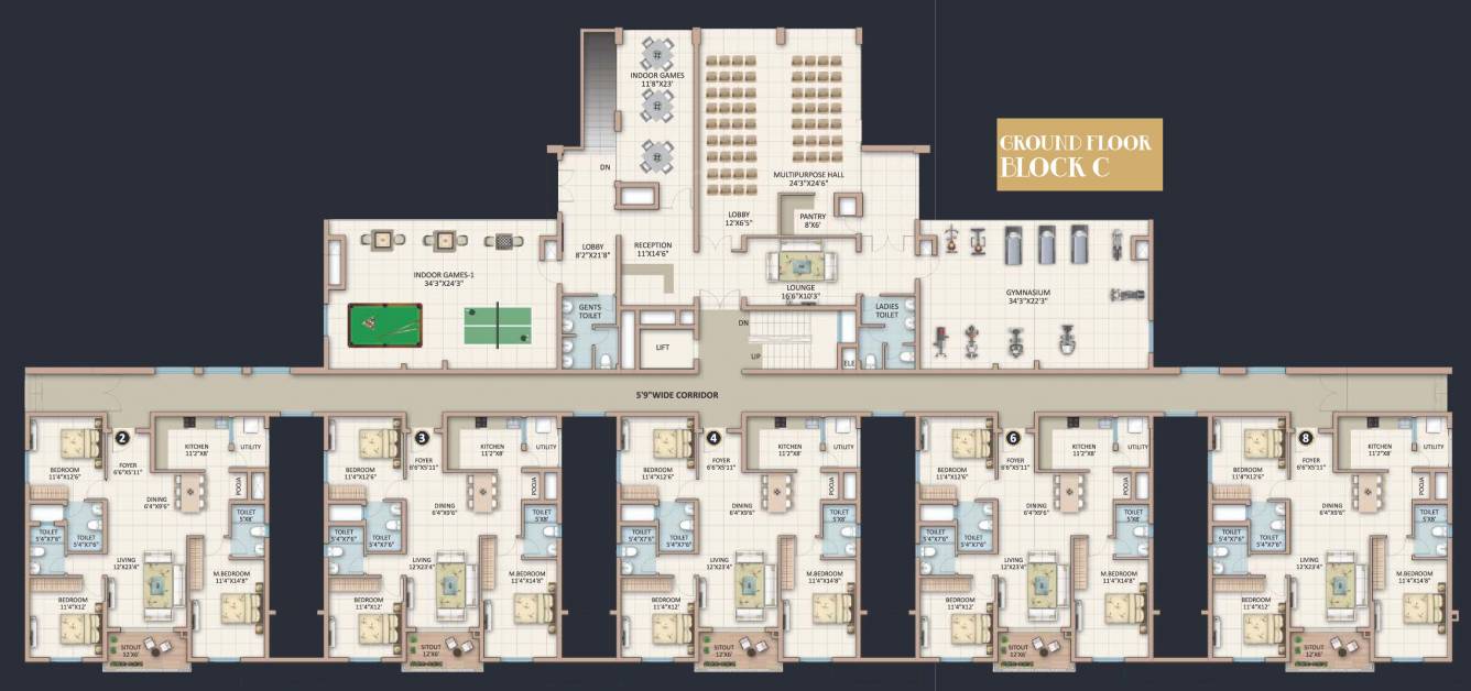  skanda lake front Block C Cluster Plan for ground Floor