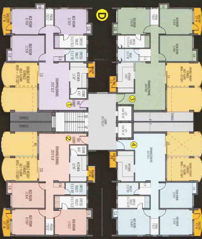  vatika Tower C And D 1st And 3rd Floor Cluster Plan