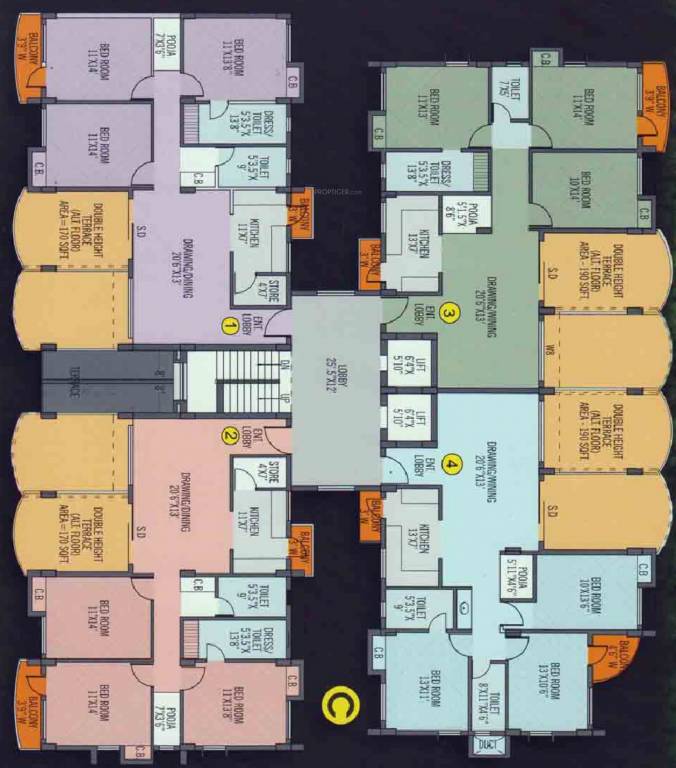  vatika Tower C And D Upper Ground Cluster Plan