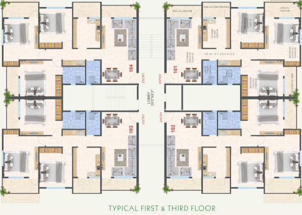  palace Cluster Plan from 1st to 3rd Floor