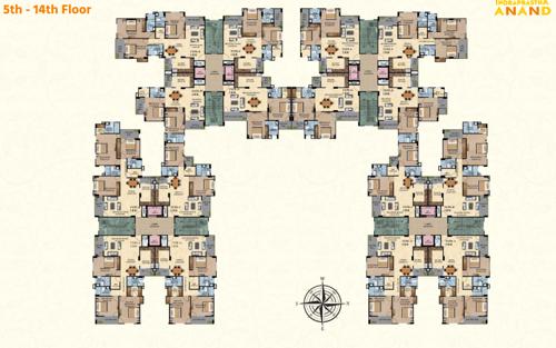 Cluster Plan from 5th to 14th Floor indraprastha-anand Cluster Plan from 5th to 14th Floor