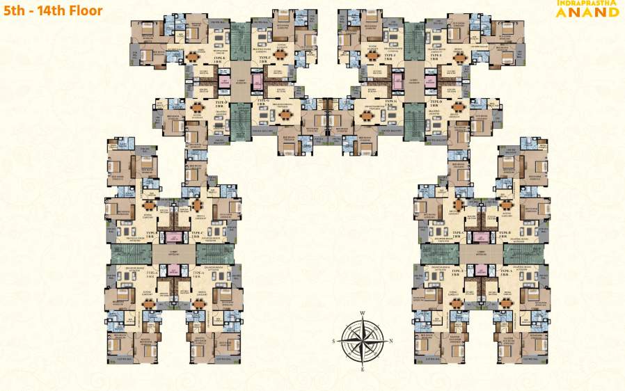  indraprastha anand Cluster Plan from 5th to 14th Floor