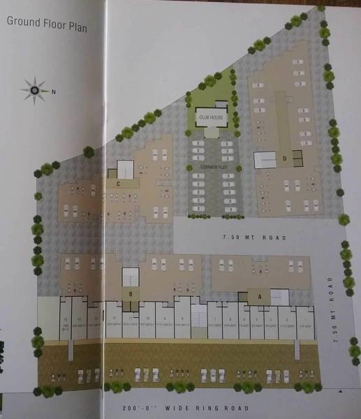  radhey-heights Tower A, Tower B, Tower C Cluster Plan for ground Floor