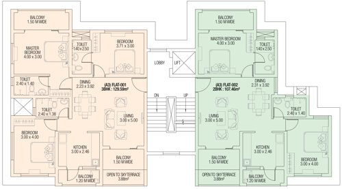 Typical Floor Plan Of Block A3 kamat-exotic-palms Typical Floor Plan Of Block A3