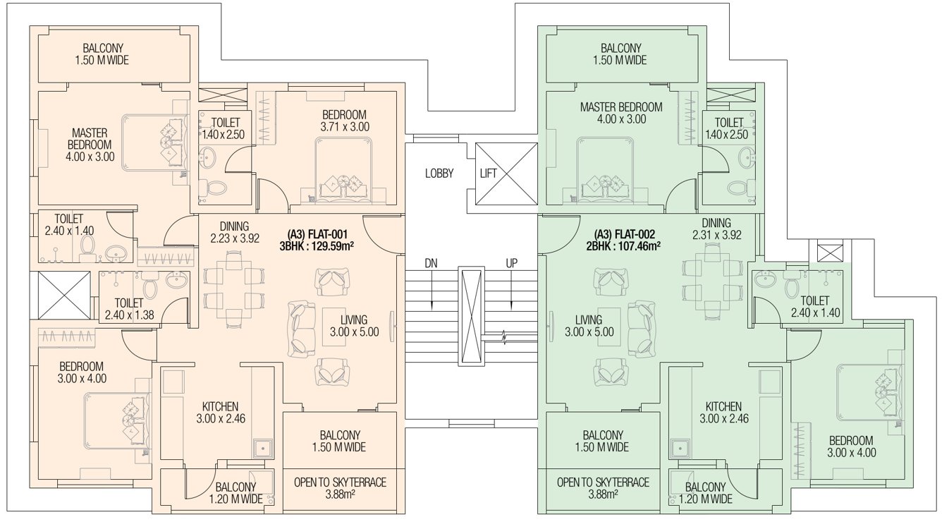  kamat exotic palms Typical Floor Plan Of Block  A3