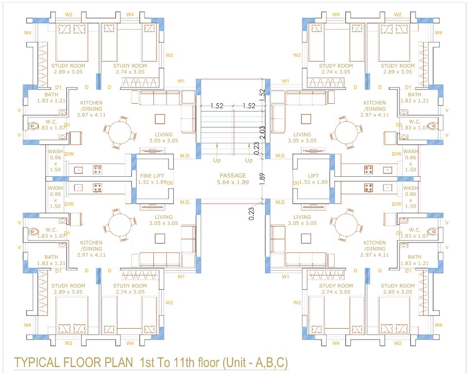 heights A Cluster Plan from 1st to 11th Floor