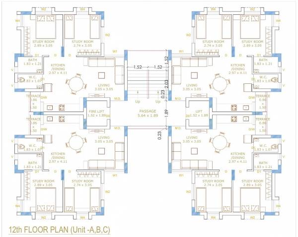  heights C Cluster Plan for 12th Floor