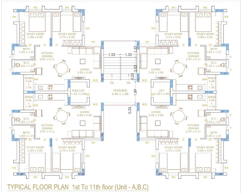 heights C Cluster Plan from 1st to 11th Floor