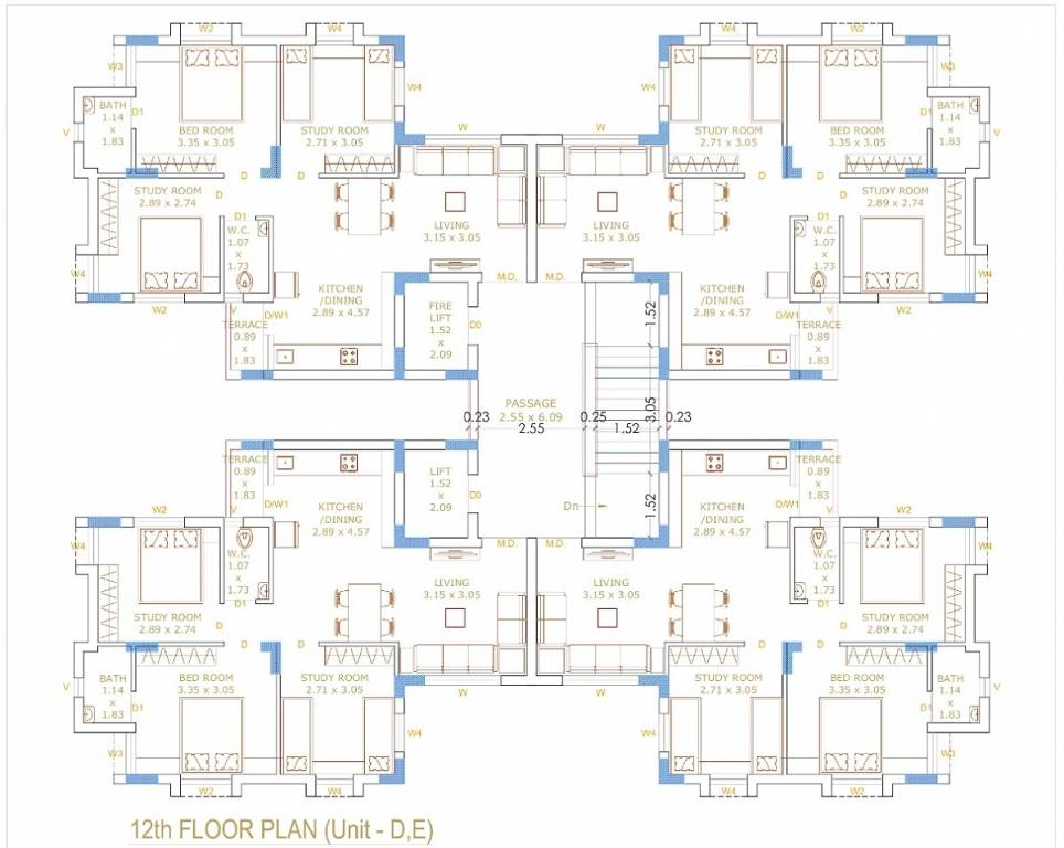 heights E Cluster Plan for 12th Floor