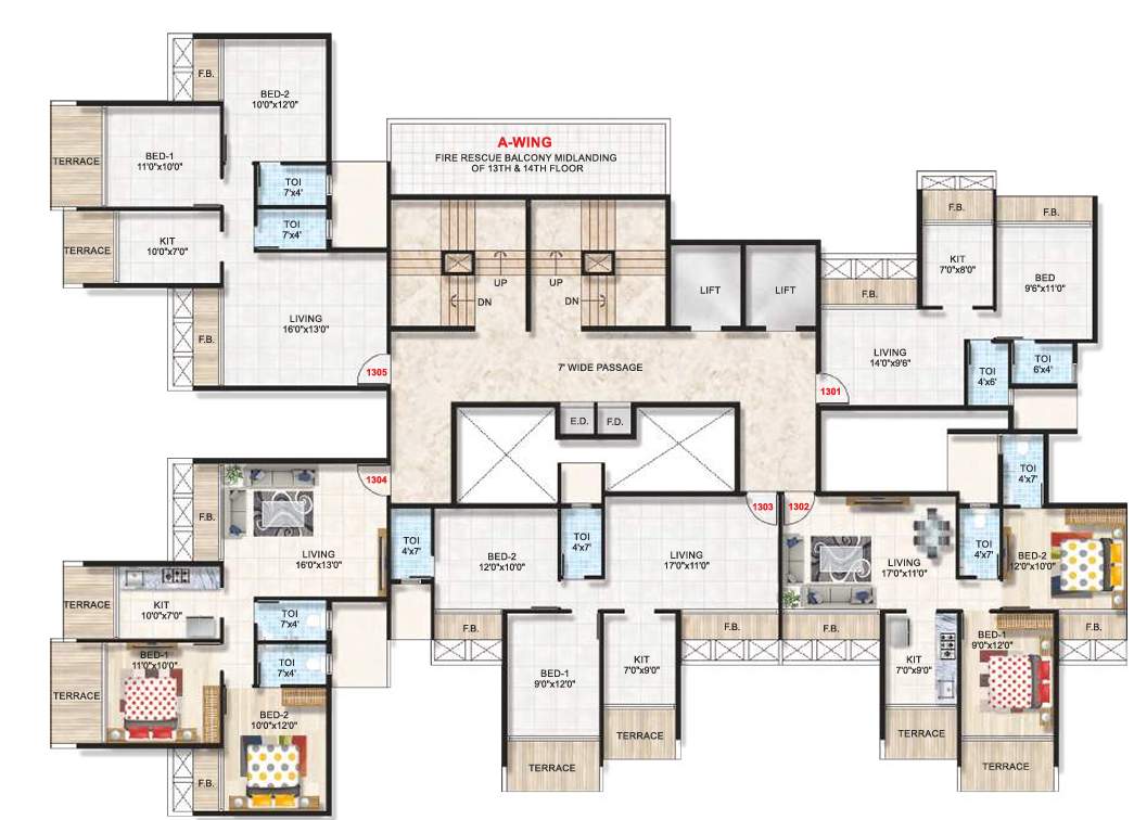  emporius Platinum Emporius A Wing Cluster Plan for 13th Floor