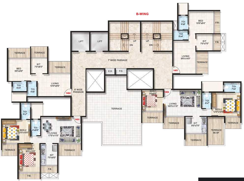  emporius Platinum Emporius B Wing Cluster Plan for 14th Floor