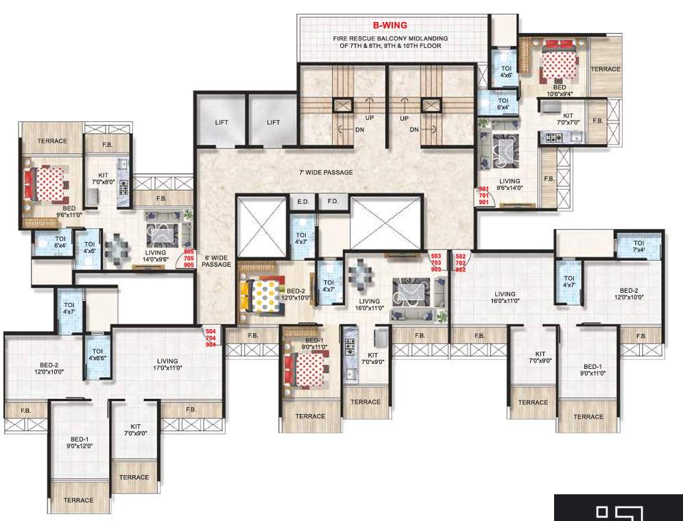  emporius Platinum Emporius B Wing Cluster Plan for 5th,7th,9th Floor