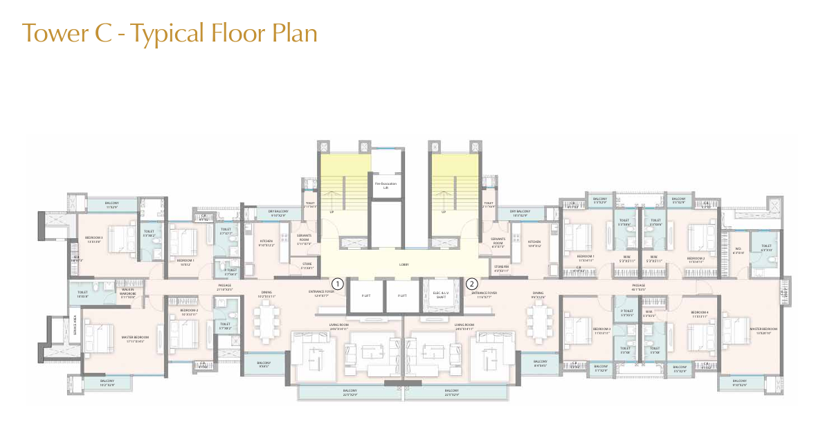 sheth avalon phase 2 Tower C Cluster Plan for Typical Floor