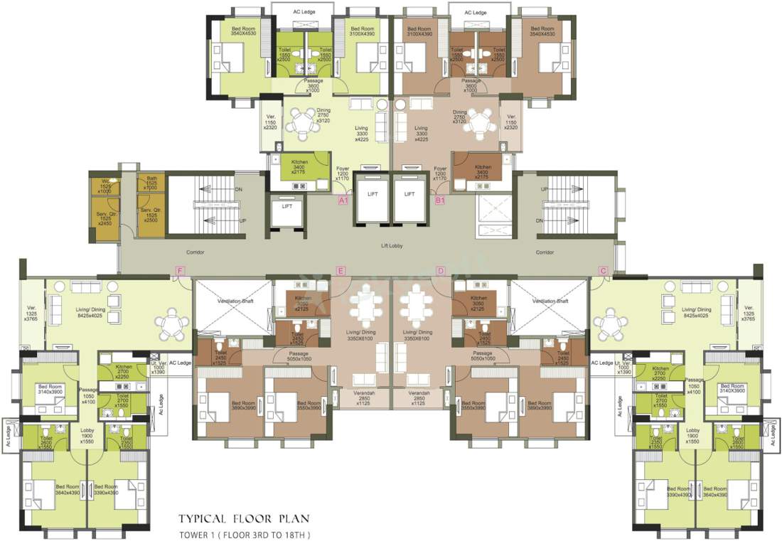  shangri la towers Cluster Plan from 3rd to 18th Floor