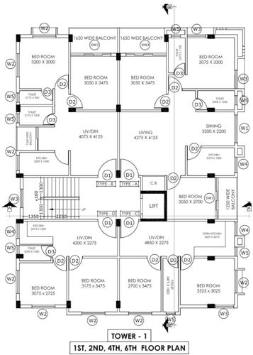 Tower 1 Cluster Plan for 1st, 2nd,4th and 6th Floor swastika-pearl Tower 1 Cluster Plan for 1st, 2nd,4th and 6th Floor