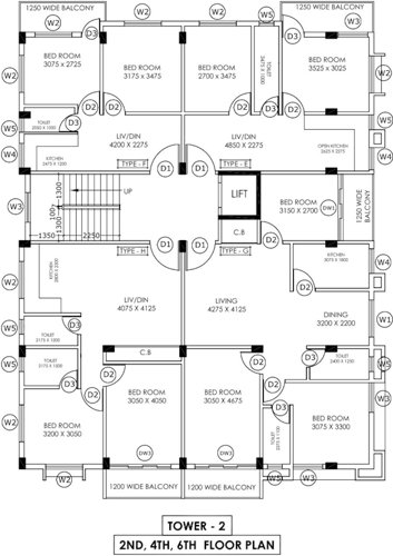 Tower 2 Cluster Plan for 2nd, 4th and 6th Floor swastika-pearl Tower 2 Cluster Plan for 2nd, 4th and 6th Floor