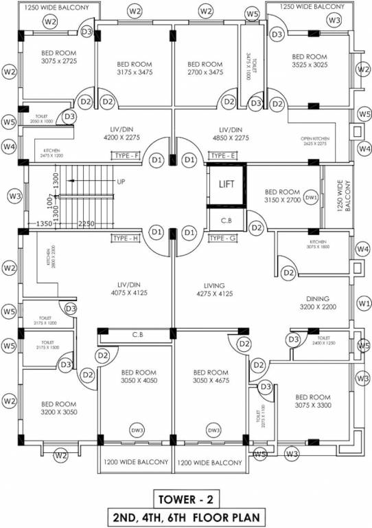  swastika pearl Tower  2 Cluster Plan for 2nd, 4th and 6th Floor