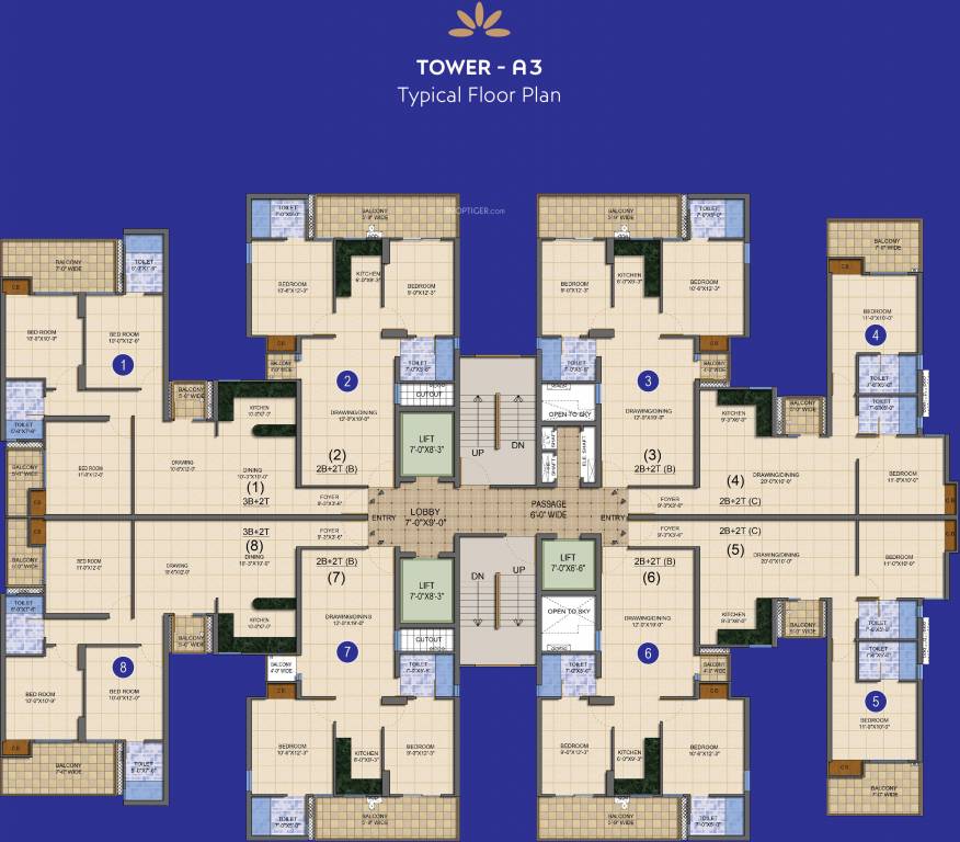  shikhar height A3 Typical Cluster Plan