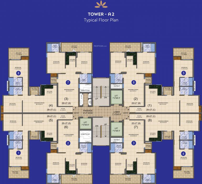  shikhar height A2 Typical Cluster Plan