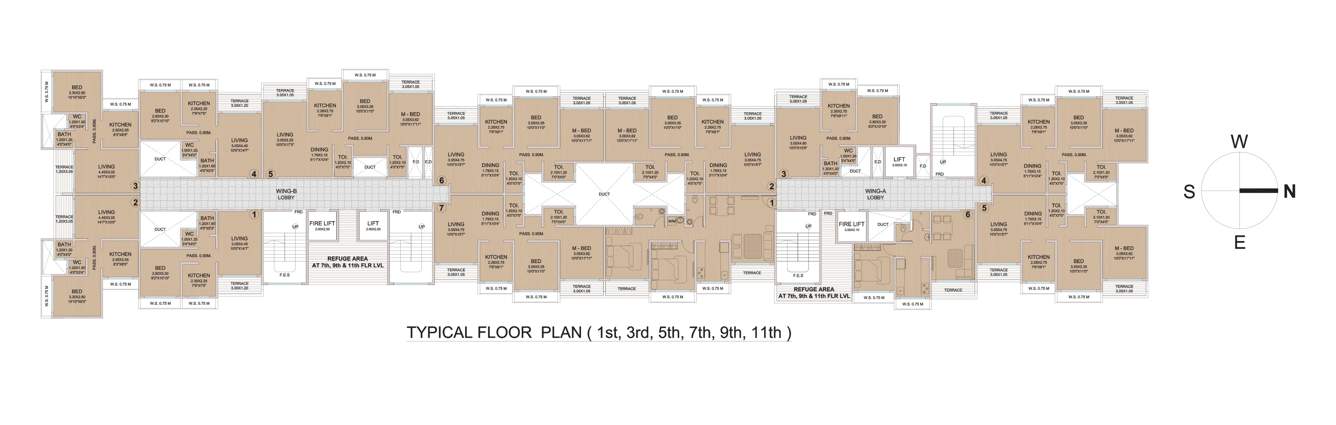  residency Wing B Cluster Plan from 1st to 11th Floor