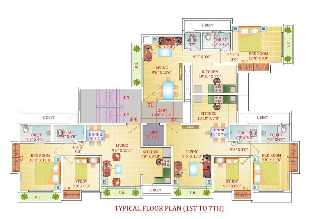  pearl c C Cluster Plan from 1st to 7th Floor