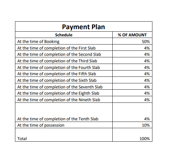 pavillion Construction Linked Payment (CLP) Payment Plan