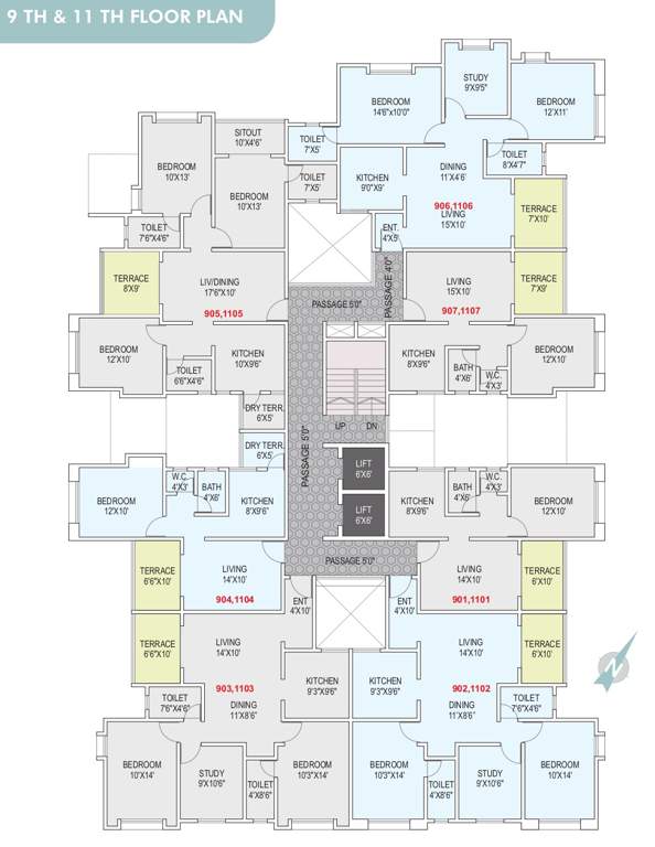 sangameshwari Sangameshwari Cluster Plan for 9th and 11th Floor