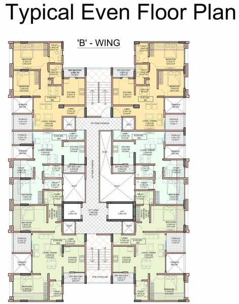  vrindavan-heights-phase-ii Vrindavan Heights Wing B Cluster Plan for Even Floor