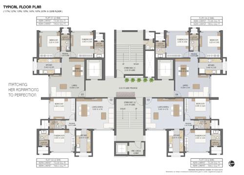  aangan Aangan Cluster Plan for 11th,12th,13th,15th,16th,18th,20th & 22nd Floor