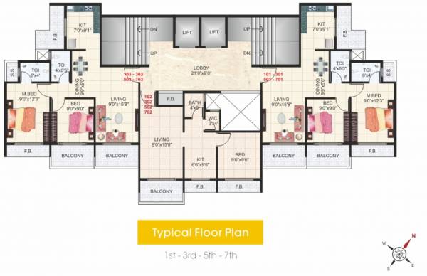  imperial-heights Typical Floor Plan for 1,3,5 & 7 Floor 