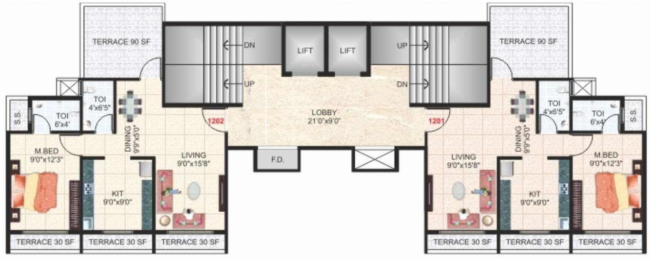  imperial heights Typical Floor Plan for 12th Floor