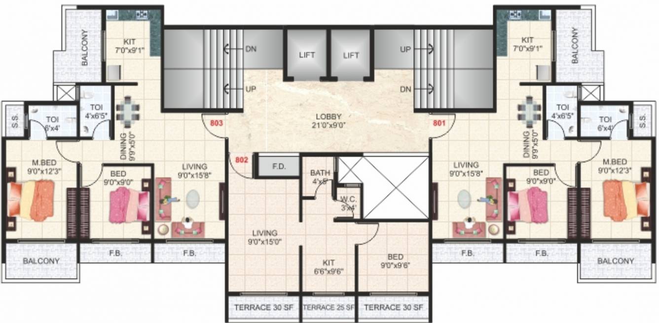  imperial heights Typical Floor Plan for 8th Floor