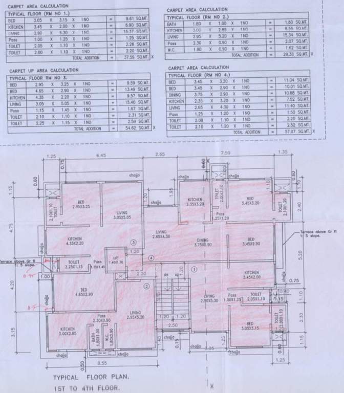  manibhai apartment Manibhai Apartment Cluster Plan for Typical Floor