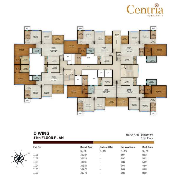  centria Building P - Floor 01 to 10 Cluster Plan
