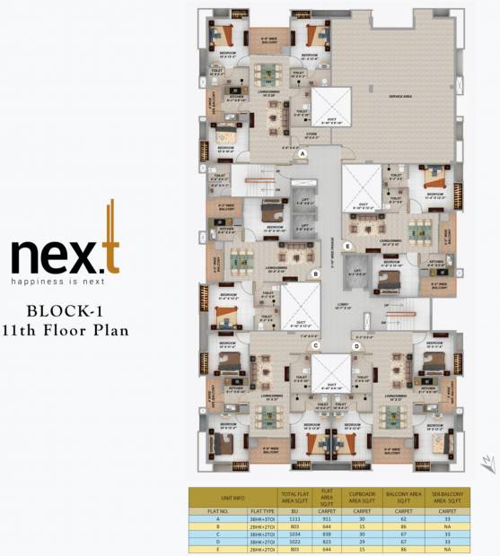  next Tower 1 Cluster Plan from 11th to 12th Floor