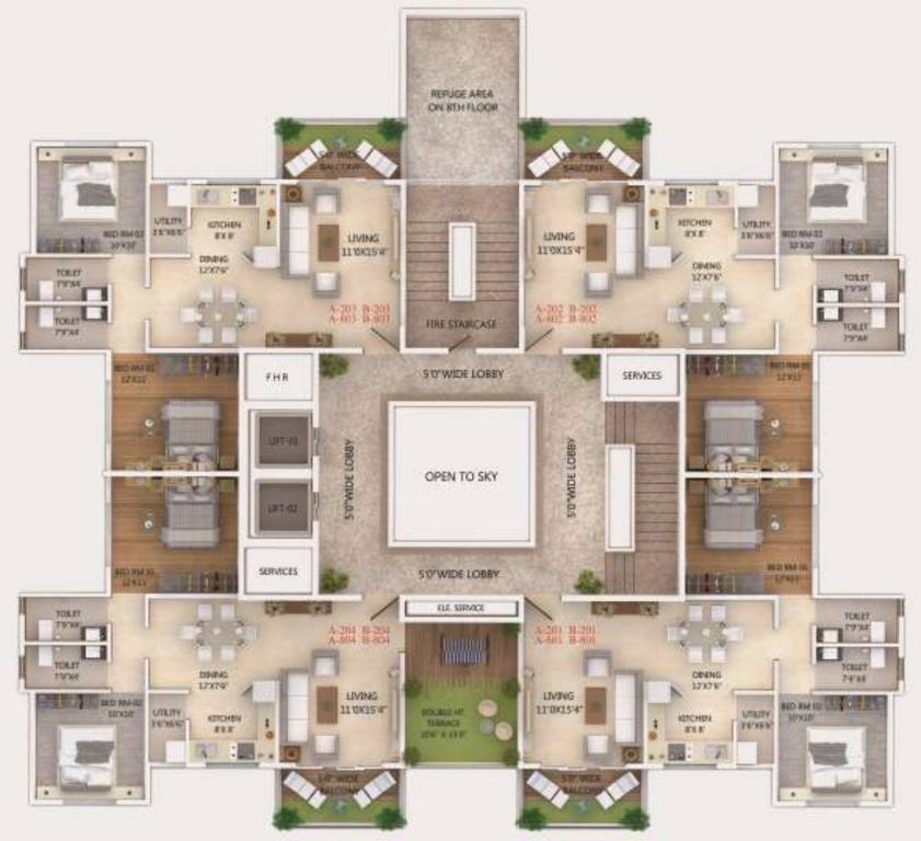  the park Wing A Cluster Plan from 2nd to 8th Floor