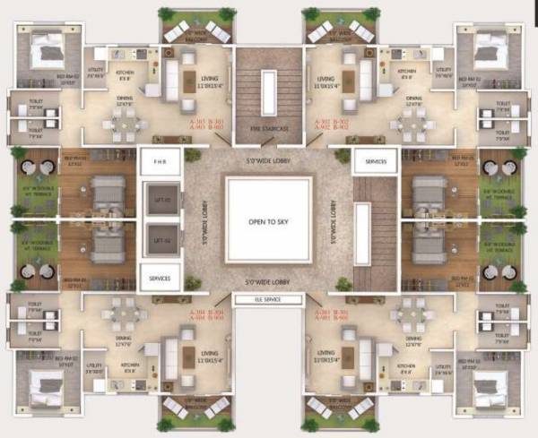  the-park Wing B Cluster Plan from 3rd to 9th Floor